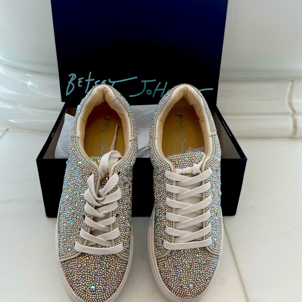 Brand new - never worn Betsey Johnson all over rhinestone platform sneakers